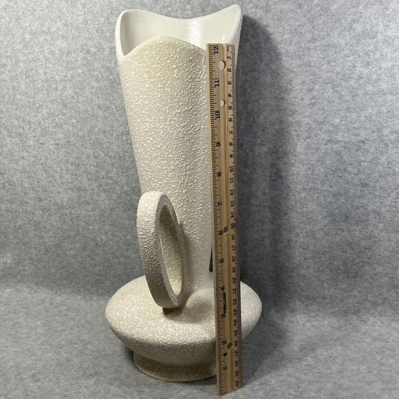 Vintage Mid Century Modern 14” China Craft USA White Splatter Ware Vase C-414 - Picture 13 of 14